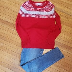Liz Claiborne Red Fair Isle sweater EUC size M